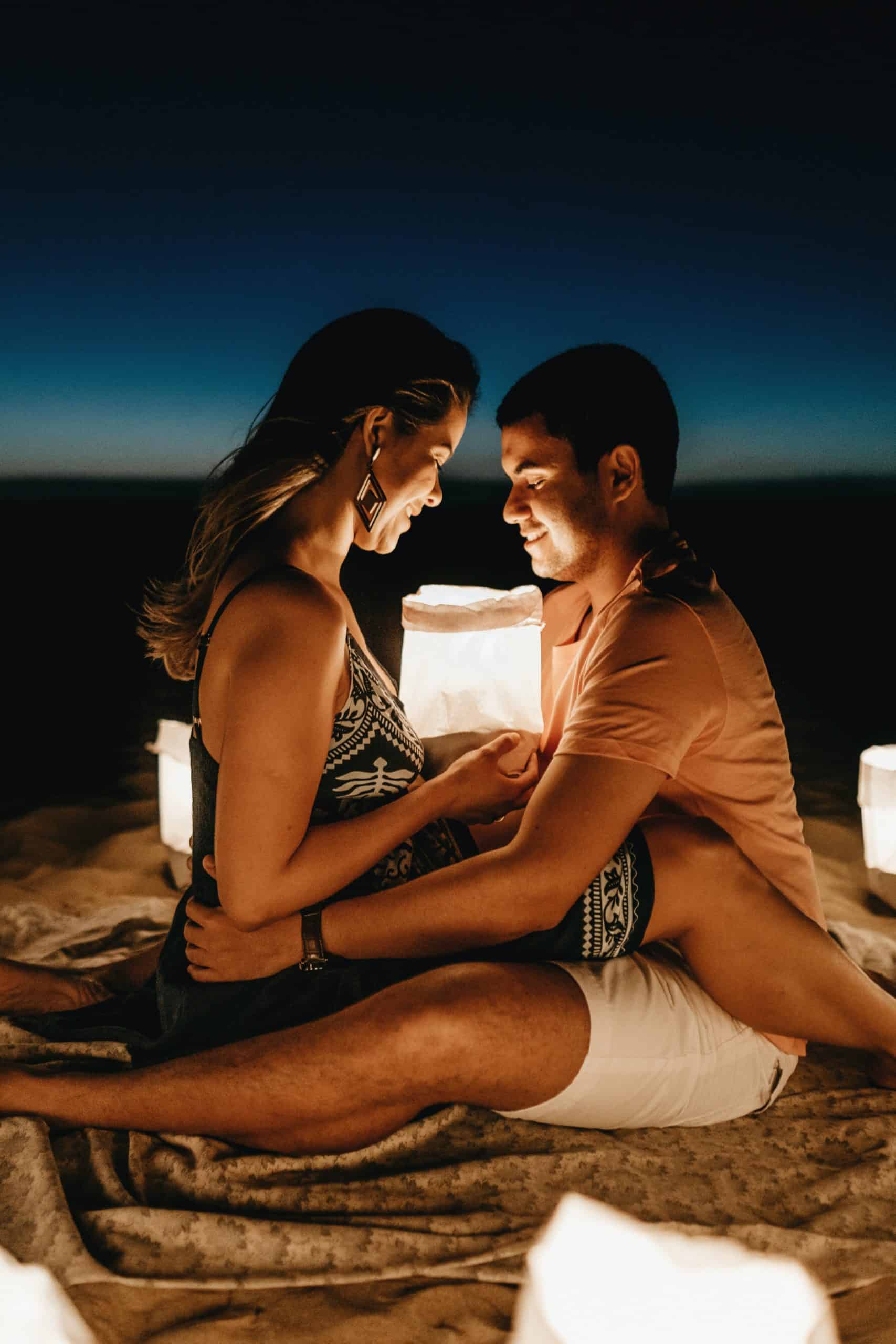 Romantic engagement on the beach